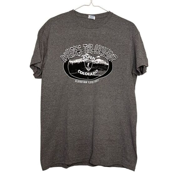 NWOT Delta Pro Weight Heather Wheres The Oxygen Colorado Graphic Tee Gray Medium - Picture 1 of 4